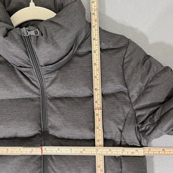 Uniqlo Down Jacket Women Small Grey Puffer Goose Down Feather Long Quilted Warm - Picture 9 of 11